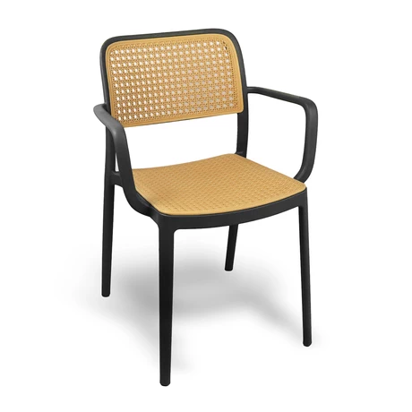 Silla Terraza Plástica Cairo con Apoyabrazos Negra