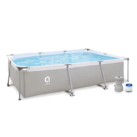 Piscina Rectangular Armable con Filtro Gris 3701 Litros