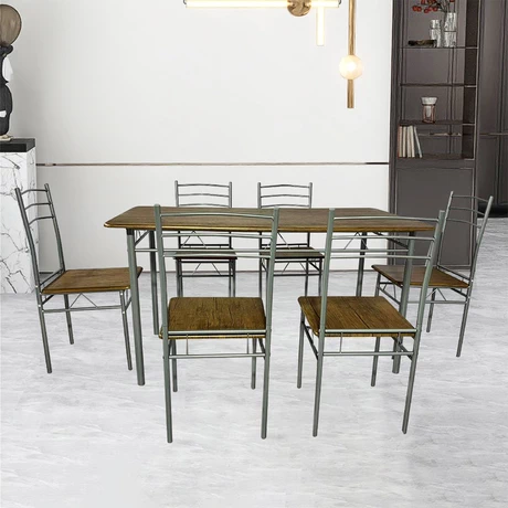 Juego de comedor 6P Capri Silver 74x80x140 cm