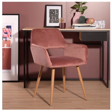 Silla Comedor Sitial Cromwell Terciopelo Rosa