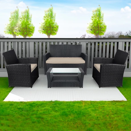 Set Terraza 4 Piezas Sorrento Mesa + Sillon Negro
