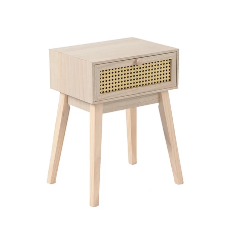 Velador Rejilla 1 Cajón Patas Largas Café