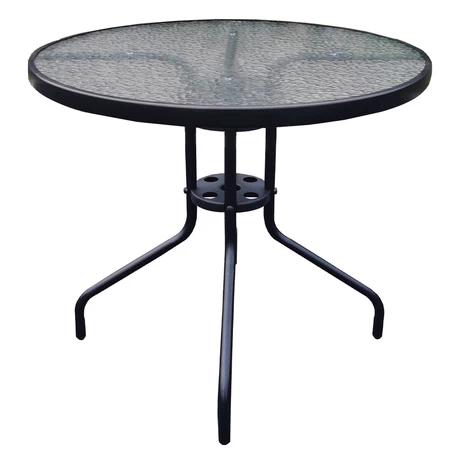 Mesa de Terraza de Vidrio y Acero Grande 70x80 cm Negra