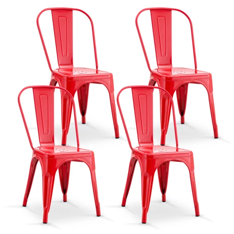 Pack De 4 Silla Metal Tolix Rojo