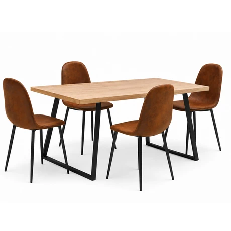 Comedor Soho Mesa 75 x 80 x 150 cm + 4 Sillas Pu Café. - vista alternativa