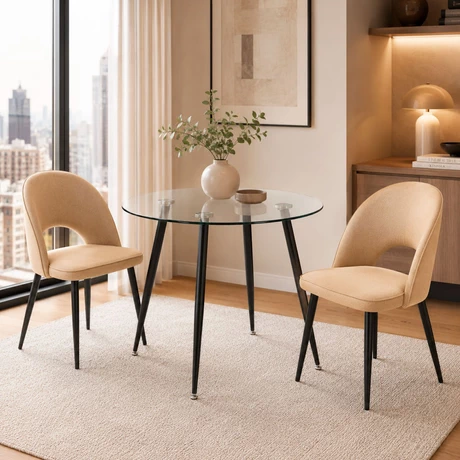 Pack 2 Sillas Comedor Oval Linen Beige