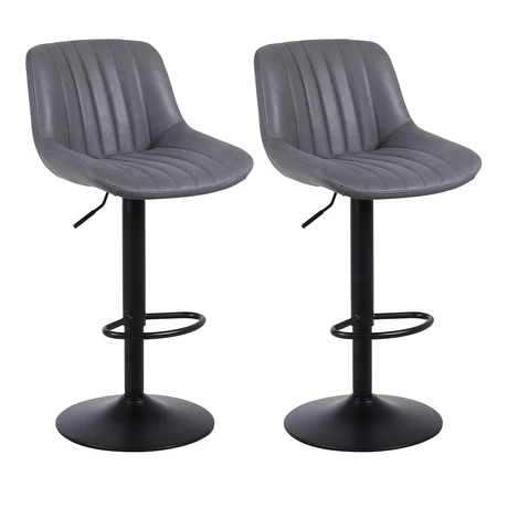 Pack 2 Sillas de Bar New York con Respaldo y Reposapiés Gris