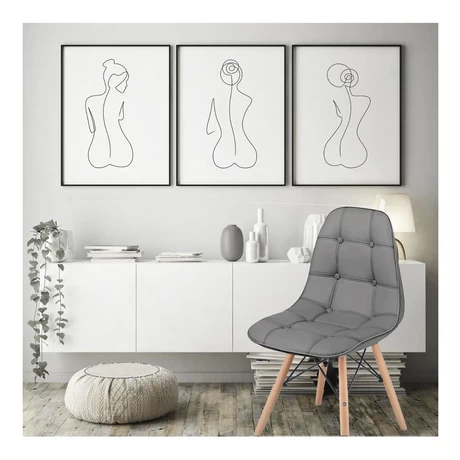 Pack 4 Sillas Eames Acolchada PU Gris