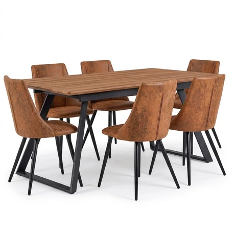 Comedor Moravia Mesa Extensible 75x90x160-200 cm 6 Sillas Pu Café - vista alternativa