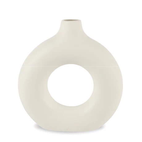 Florero Redondo Cerámica Blanco 23 cm