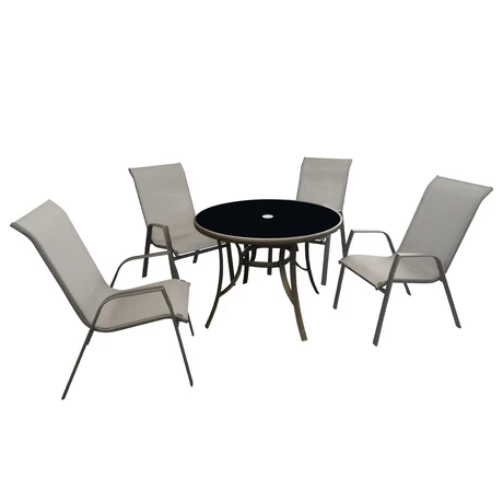 Juego de Comedor Terraza Mesa Redonda Gris