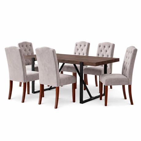 Comedor Selma Mesa 75x88x180 cm 6 Sillas Tapizadas - vista alternativa