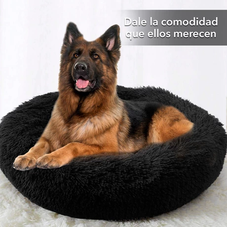 Cama Mascotas Antiestres Circular Felpa XL Gris