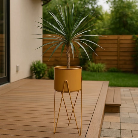 Porta Macetero Pedestal Decorativo Dorado 63 cm