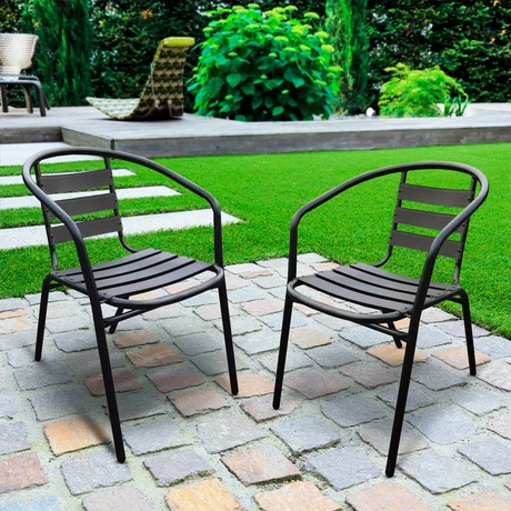 Pack 4 Sillas de Terraza de Acero y Aluminio Negro