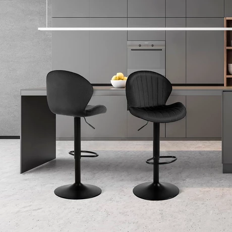 Pack 2 Pisos de Bar Lounge con Respaldo y Reposapiés Negro