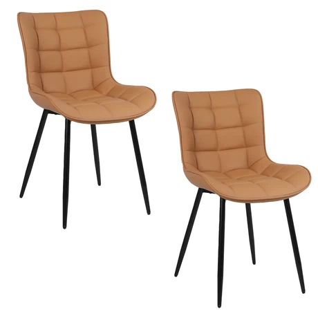 Pack 2 Sillas de Comedor Pu Camel Patas Metálicas