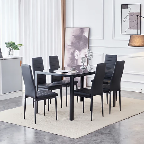 Mesa de Comedor Vidrio Negro 150x80x75cm