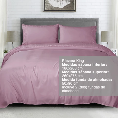 Sábana Broderie King Lila