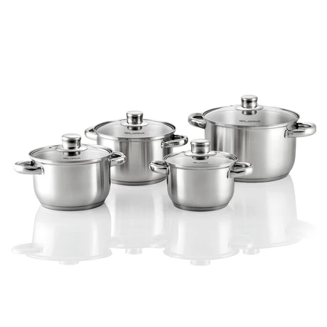 Batería Cocina 8 Piezas Acero Inoxidable Gris