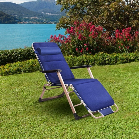 Reposera Plegable Reclinable con Acolchado - Azul - vista alternativa