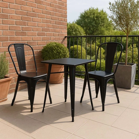 Mesa Metal Tolix Negra 70x70 cm