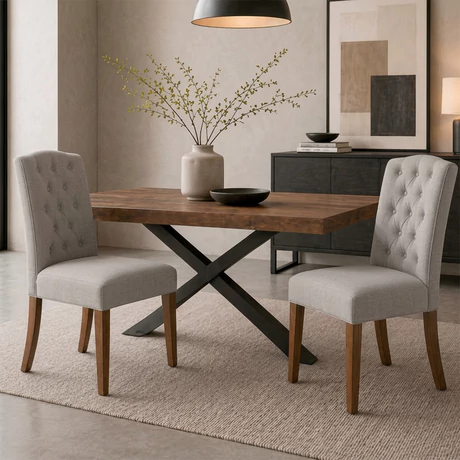 Pack 2 Sillas Selma Madera con Asiento y Respaldo Tapizados Gris