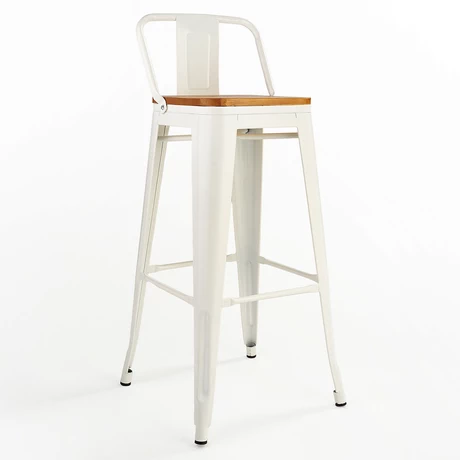 Piso de Bar Tolix con Asiento de Madera - Blanco