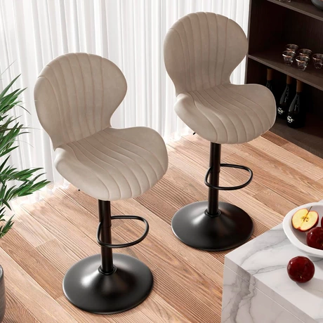 Pack 2 Pisos de Bar Lounge con Respaldo y Reposapiés Beige