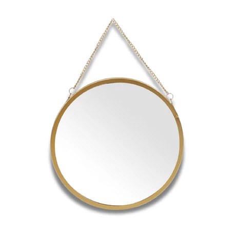 Espejo Colgante Redondo Dorado 39cm