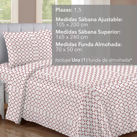 Juego de Sábanas Microfibra 1,5 Plaza Mosaico