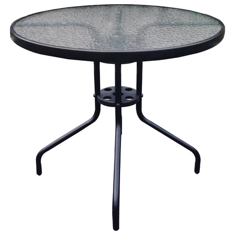 Set Terraza 4 Sillas Acero + Mesa Vidrio Negro 80x70cm
