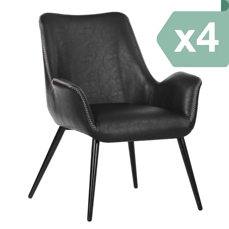 Pack 4 Sitial de PU Benedetti Negro