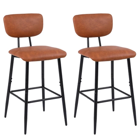 Pack 2 Pisos de Bar o Cocina Mid-Century con Respaldo Marrón