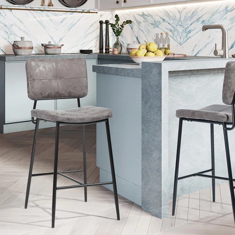 Pack 2 Piso Bar con Espaldar Acolchado Alto Gris