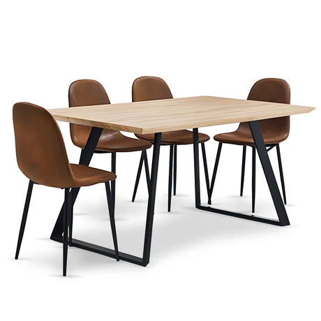 Comedor Soho Mesa 75x80x150 4 Sillas Pu Café