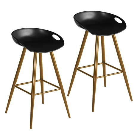 Pack 2 Pisos Taburetes Bar Reposapiés Wave Negro/Dorado