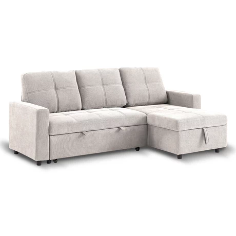 Sofá Cama 3 Cuerpos Beige 216x106x91cm Almacenaje
