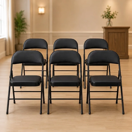 Pack  6 Silla Plegable Acolchada Negra Fold