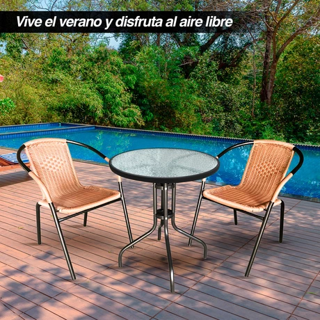 Set de Terraza de 3 Piezas Café