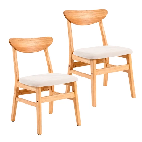 Pack 2 Sillas Scandi Madera con Asiento Tapizado Beige - vista alternativa
