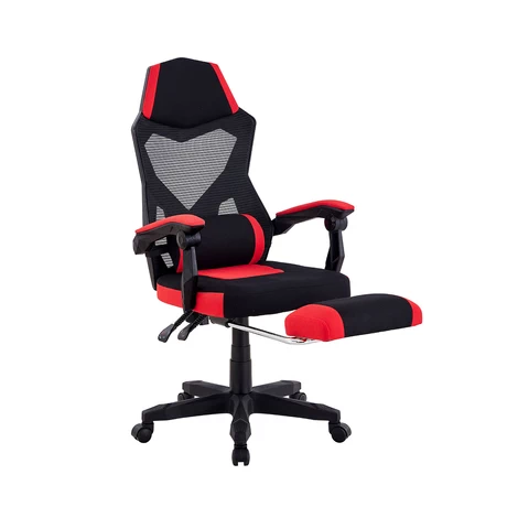 Silla Gamer Ergonómica con Reposapiés Rojo