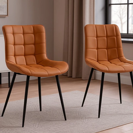 Pack 2 Sillas de Comedor Pu Camel Patas Metálicas