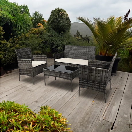 Set Terraza 4 Piezas Positano Mesa + Sillón Negro
