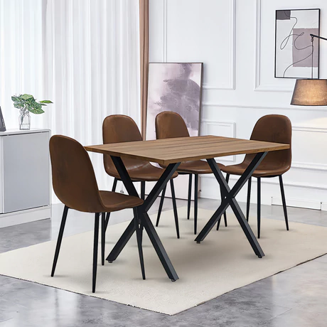 Comedor Hudson  Mesa 75x70x120 4 Sillas Pu Café