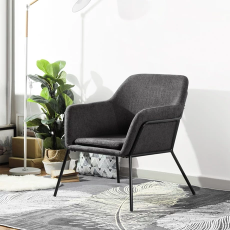 Sitial Moderno de Tela con Apoyabrazos Gris