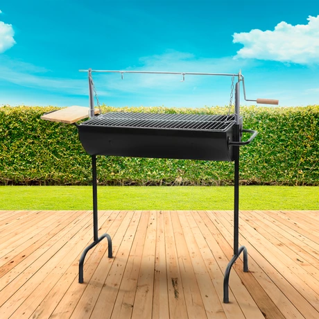 Parrilla A Carbón Con Roldana Negro