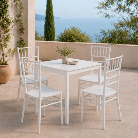 Pack 4 Sillas Plásticas Chiavari Blanca Terraza
