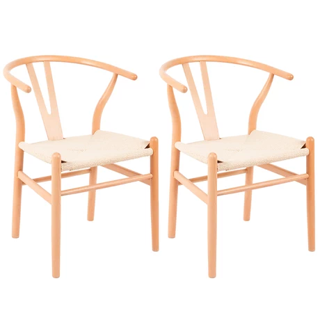 Pack 2 Sillas Comedor Novahus Wishbone Natural Beige