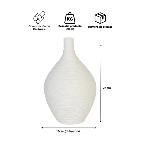 Jarrón Adorno Decorativo Blanco 24 cm